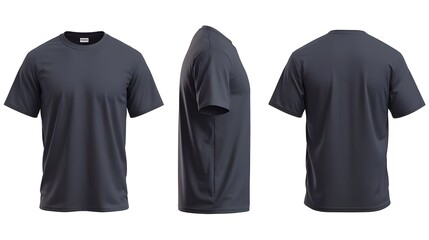 Blank Charcoal Grey T Shirt Mockup   Front  Side  Back Views