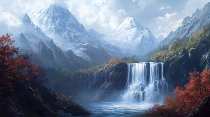 the image of a stunning waterfall cascading down a rocky mountain