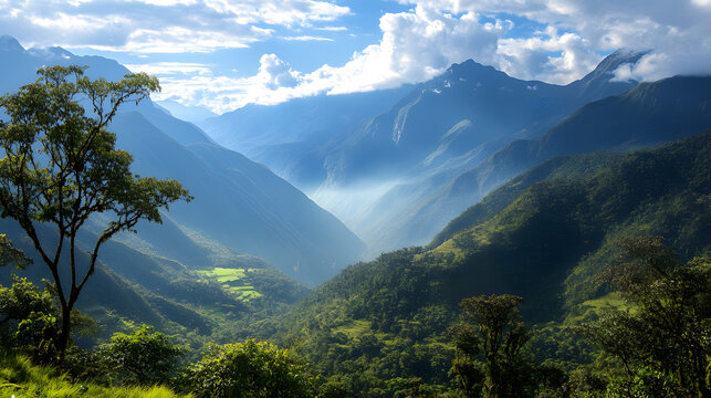Amazon mountain vally with beautifull view - Panorama ove mauntains in a jungle without humans - AI generated