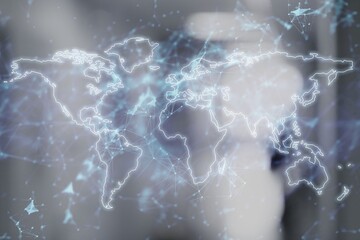 Double exposure of digital map and strategy concept