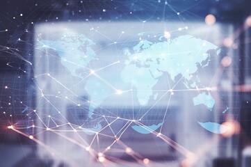 Double exposure of digital map and strategy concept