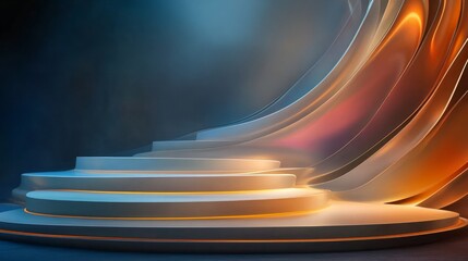 3d abstract stage with neon colours