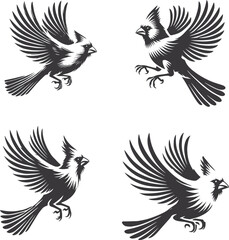 Elegant Northern Cardinal in Flight: Captivating Wildlife Illustration