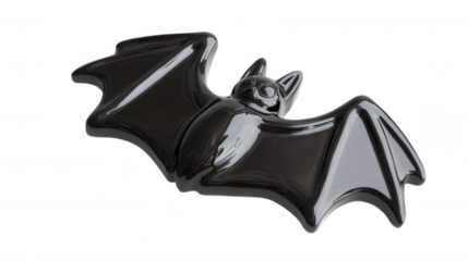 Black Bat Figurine isolated on Transparent Background PNG