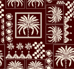 Seamless pattern with flowers and leaves.
