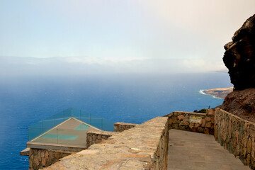 Mirador del Balcon, Gran Canaria. Spectacular viewpoint located at the western extreme point of the island, above a vertical cliff that drops into the blue of the Atlantic