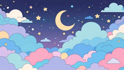 Night Sky with Stars and Clouds