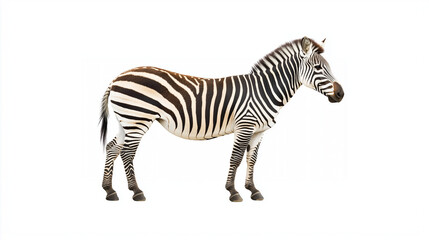 Fototapeta premium Zebra standing elegantly with grace on a white background copy space