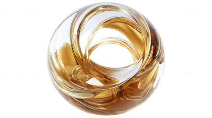 Abstract Golden Sphere isolated on Transparent Background PNG