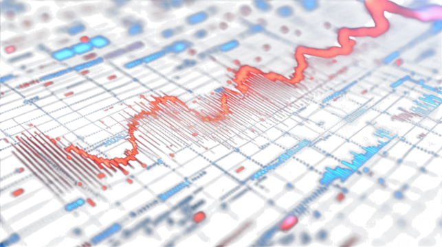 Abstract Digital Data Visualization isolated on Transparent Background PNG