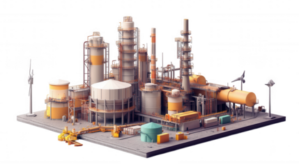 Industrial Complex Model isolated on Transparent Background PNG