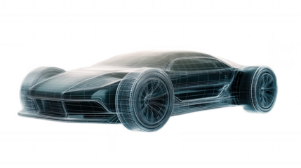 Futuristic Transparent Car Design isolated on Transparent Background PNG