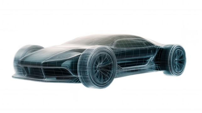 Futuristic Transparent Car Design isolated on Transparent Background PNG