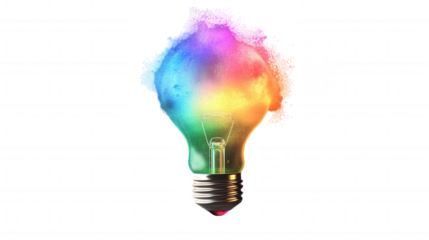 Colorful Lightbulb isolated on Transparent Background PNG
