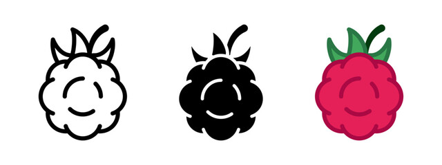 Raspberry icon. Ripe berry vector illustration. Juicy fruit symbol. Red sweet raspberry pictogram. Juicy strawberry sign. Healthy food with vitamins diet concept. Cranberry or currant berry.