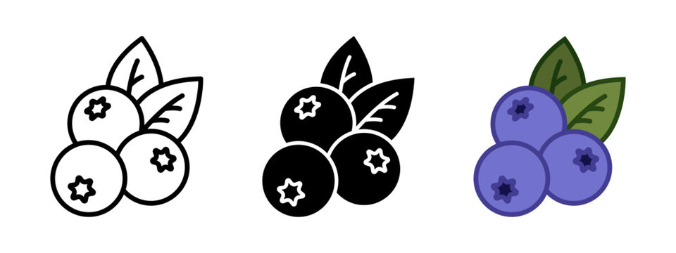 Blueberry icon. Black currant symbol. Bilberry vector illustration. Ripe blue berry sign. Juicy berry pictogram. Healthy nourishment concept.