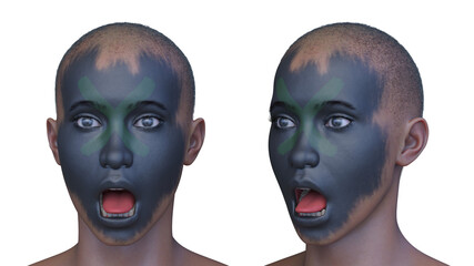 男性の顔アップ　3DCGレンダリング