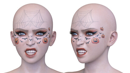 女性の顔アップ　3DCGレンダリング