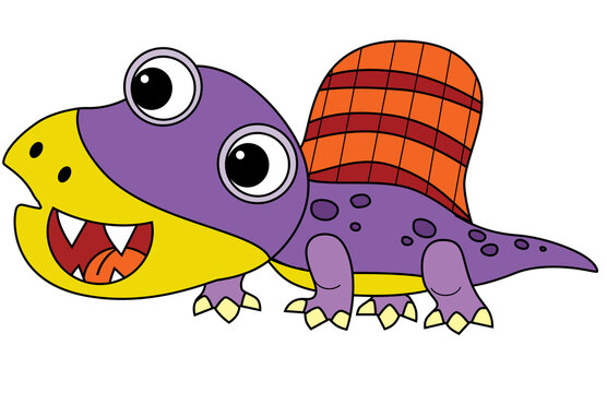 recommend clip art: cartoon happy and funny colorful prehistoric dinosaur dino dimetrodon isolated illustration for kids