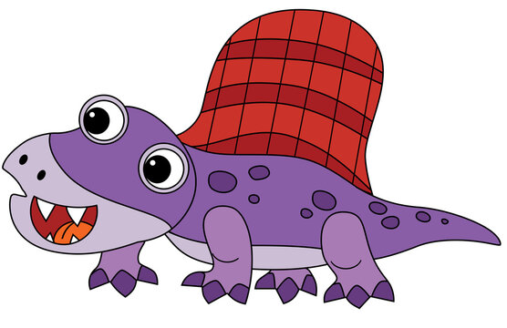 recommend clip art: cartoon happy and funny colorful prehistoric dinosaur dino dimetrodon isolated illustration for kids