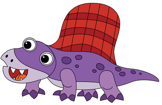 recommend clip art: cartoon happy and funny colorful prehistoric dinosaur dino dimetrodon isolated illustration for kids