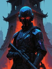 Naklejka premium Badass Fighter Looking For A Fight