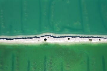 Aerial picture of salty lakes in Western Australia. Amazing geometric shapes and straight lines...