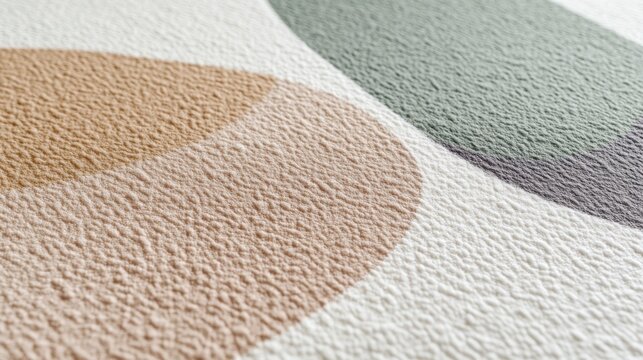 Abstract Geometric Shapes in Neutral Tones Featuring Muted Purple and Beige with Green Oval Shapes, with blanker texture 