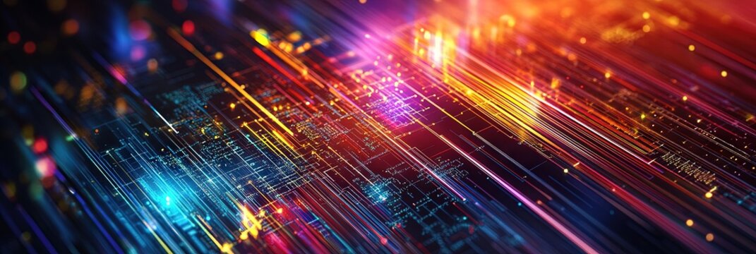prism separating light into different colored wavelengths with digital circuitry