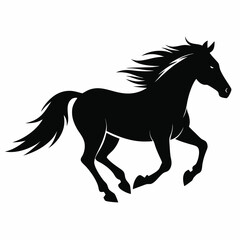 A wild horse running free silhouette vector illustration on white background