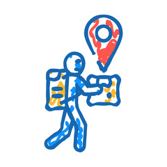 courier map location doodle icon sketch vector. courier map location sign. isolated symbol illustration
