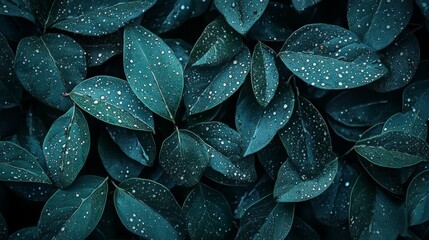 Obraz premium Leaves with drops of water. Can be used as a background.
