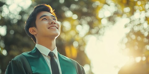 closeup of graduate at graduation ceremony