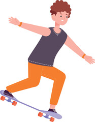 Skater boy character. Outdoor sport kid jumping