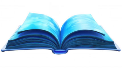 Open Blue Book isolated on Transparent Background PNG