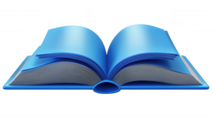 Open Blue Book isolated on Transparent Background PNG