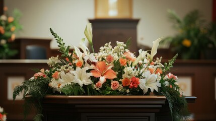 Naklejka premium stage with colourful flowers