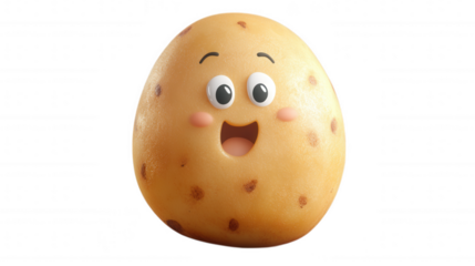 Happy Cartoon Potato Character isolated on Transparent Background PNG