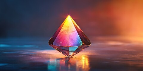Rainbow Diamond emit light glow around a light source