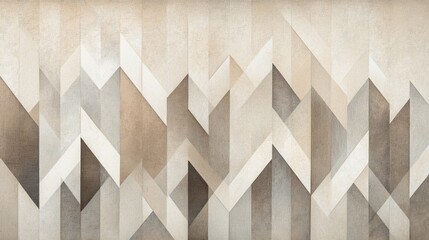 Abstract geometric shapes in neutral tones on textured paper, featuring muted whites, grays, and beiges with subtle gradients