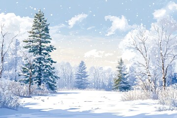 Obraz premium Beautiful winter landscape with snow covered trees.Christmas background with generative ai