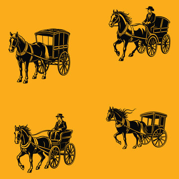 Horsecar silhouette art illustration