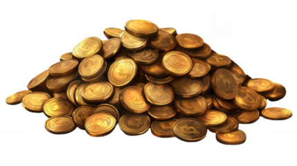 Pile of Coins isolated on Transparent Background PNG