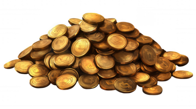 Pile of Coins isolated on Transparent Background PNG