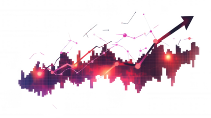 Abstract Financial Growth Visualization isolated on Transparent Background PNG