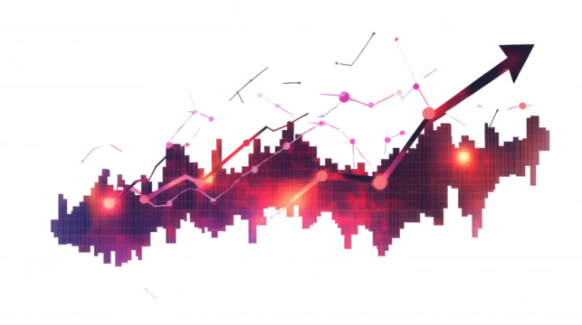 Abstract Financial Growth Visualization isolated on Transparent Background PNG