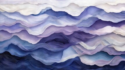 Obraz premium A tranquil seascape featuring blue, white, and purple waves against a white and blue backdrop, framed by a deep black bottom corner