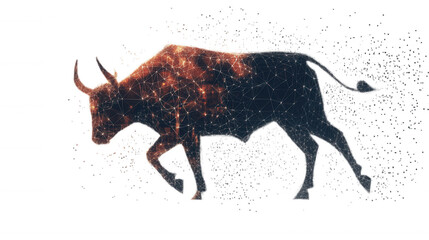 Cosmic Bull isolated on Transparent Background PNG