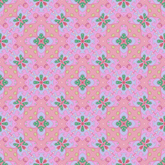 illustration pink floral, damask on seamless pattern texture background. Ideal for wallpaper, card, brochure , adventure , paper gift wrapped etc., 