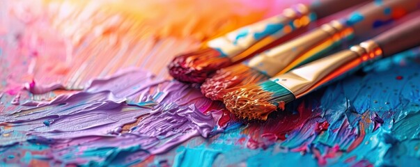 Obraz premium Digital art supplies with vibrant designs, innovative and artistic, Digital, Bright hues, Photograph, Creative tools